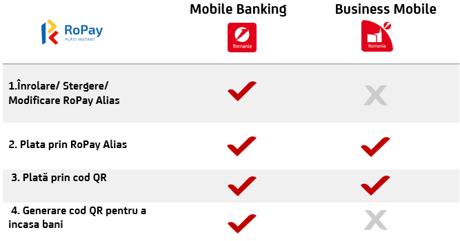 Functionalitati disponibile RoPay